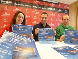 Nano Pelayo, pte. Club Nat. Piscina La Nucía, Lorena Romeu, monit. Natación Piscina La Nucía, Sergio Villalba, conc. Deportes