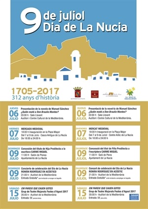 Cartel de los actos del 312 aniversario de La Nucía