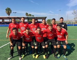 Alineación del C.F. La Nucía en su partido de ayer ante el Recambios Colón de Catarroja