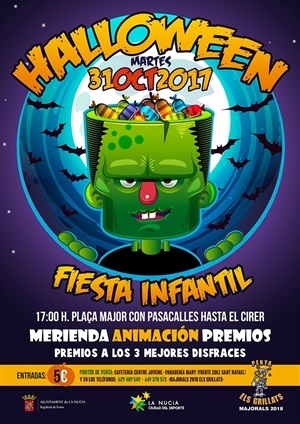 Cartel de la fiesta infantil de Halloween de La Nucía 2017