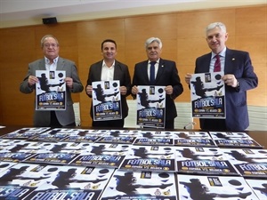 Presentación del partido con Venancio López, seleccionador nacional, Damián López, vicepte. Comité Nacional de Fútbol Sala, Pedro Rocha, pte. Comisión Nacional de Fútbol Sala de la RFEF y Bernabé Cano, alcalde de La Nucía