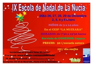 Cartel Escola de Nadal de La Nucía 2017