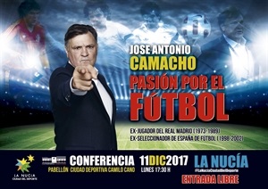 Cartel de la conferencia de Camacho hoy en La Nucía