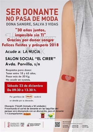 Cartel de la Donación de Sangre extraordinaria por Navidad