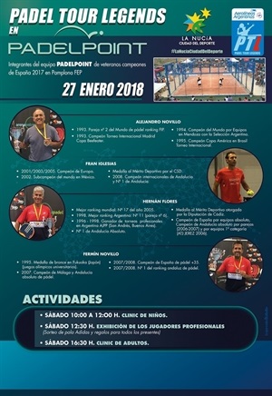 Cartel del Padel TourLegends que se celebrará el próximo 27 de enero