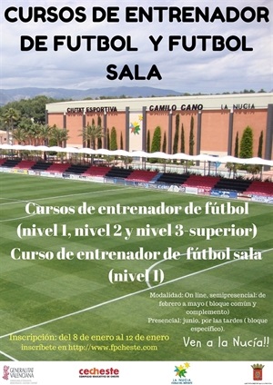 Cartel de los cursos intensivos de Entrenador de Fútbol y Fútbol Sala