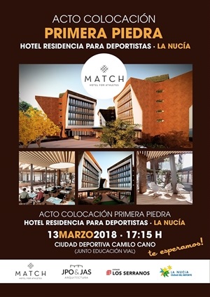 Cartel del acto de colocación de la primera piedra Hotel Residencia Deportistas