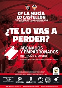 La Nucia CF Cartel Entradas Castellon 2018