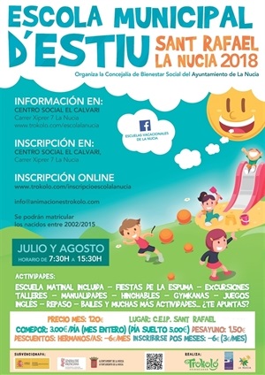 Cartel de l'Escola d'Estiu de La Nucía 2018