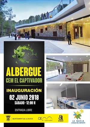 Cartel de la inauguración del Albergue del CEM Captivador