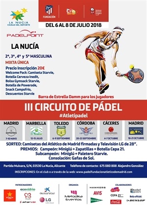 Cartel de la Segunda prueba del Circuito de Pádel del Atlético de Madrid