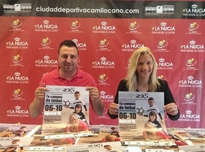 Sergio Villalba, concejal de Deportes, junto a Alexandra Fernández durante la presentación del Campus