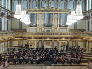 La orquesta de aspirantes de la OJPA en pleno concierto durante el concurso internacional