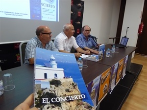 Manuel Sánchez, escritor, Juan Francisco Tortosa, compositor, Pedro Lloret, concejal de Cultura.