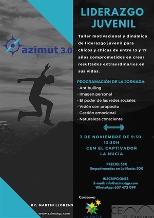 Cartel del Curso de "Liderazgo juvenil" que se desarrollará en el CEM Captivador