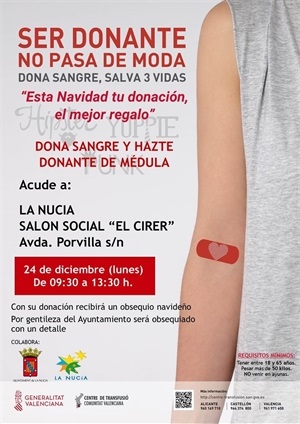 Cartel de la Donación de hoy en el Salón Social El Cirer