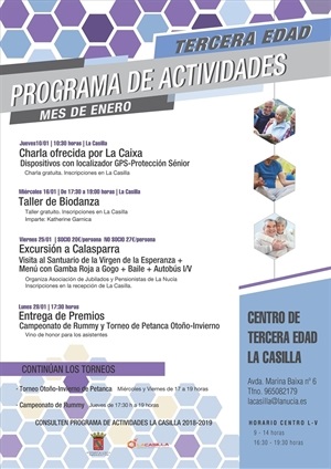 La Nucia Cartel Tercera Edad actividades Enero