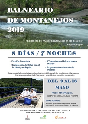 Cartel Viaje Balneario Montanejos Tercera Edad