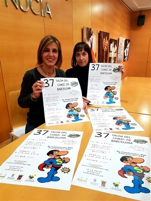 Presentación del viaje al Salón del Cómic con Amelia Mayor, concejala de Juventud de Finestrat y Mª Jesús Jumilla, concejala de Juventud de La Nucía