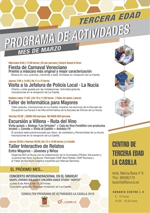 Actividades de La Casilla para este mes de marzo