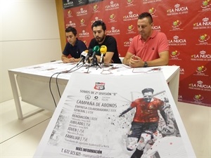 Agustín Alves, director General del CF La Nucía, Vicente Cortés, coordinador del Fútbol base y Sergio Villalba, concejal de Deportes