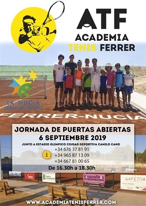 Cartel de la Jornada de Puertas Abiertas de la Academia de Tenis Ferrer