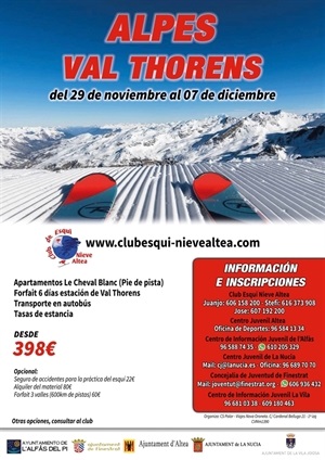 El viaje a Val Thorens es el primero de los programados y será en el mes de noviembre