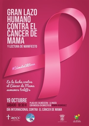 Cartel del acto del "Lazo Humano" contra el Cáncer de Mama 2019