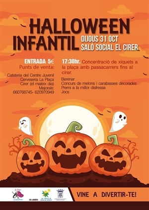 La Fiestas Infantil por la tarde será el jueves 31 de octubre