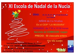 Este año la Escola de Nadal se desarrollará durante 8 días