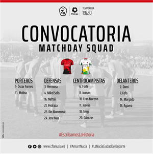 Convocatoria del CF La Nucía para este encuentro con las bajas de Titi, Miñana y Cedric