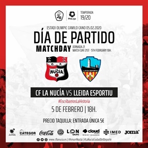 El CF La Nucía juega hoy a las 18 horas en el Estadi Olímpic