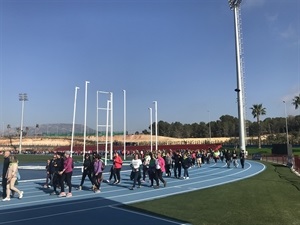 Los senderistas vieron desde dentro el Estadi Olímpic