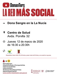 La Nucia cartel Sangre donacion marzo 2020