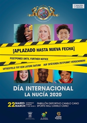 Cartel del aplazamiento del Día Internacional de La Nucía