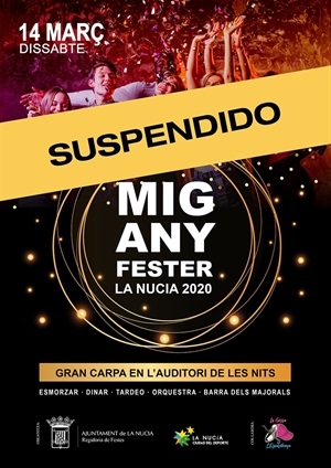 Cartel de Suspensión del Mig Any, previsto para este sábado 14 de marzo