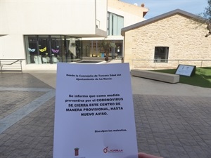 A partir de hoy a las 14 horas se ha cerrado el Centro de la 3ª Edad La Casilla