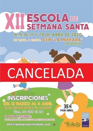 La Escuela de Semana Santa ha sido cancelada