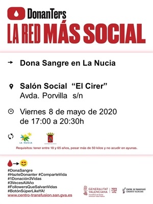 Cartel de la Donación de Sangre del mes de mayo en La Nucía