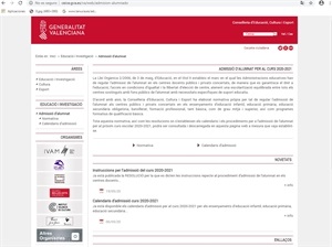 Web de la Conselleria donde se realizará el proceso de matriculación