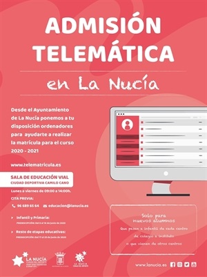 La Nucía ha puesto en marcha este Servicio de Ayuda para la Matriculación Escolar para facilitar el proceso a los nucieros que no disponen de un ordenador en casa