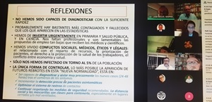 Ambos profesores examinaron en esta sesión “las dificultades de resolución que plantea una Pandemia como la que estamos viviendo