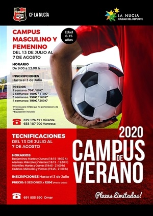 Cartel del Campus del CF La Nucía de este verano