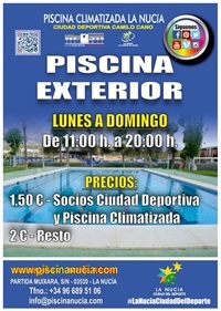 La Nucia Cartel piscina exterior horarios 2020