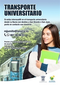 La Nucia cartel juventud transporte universitario 2020