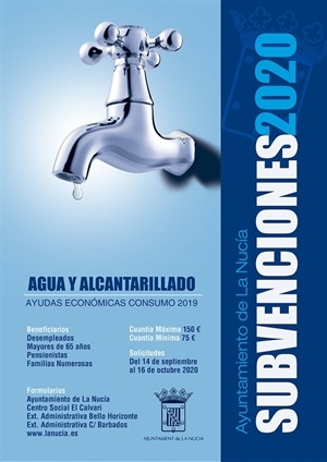 El plazo de la Subvención del agua finaliza el 16 de octubre