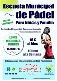 La Nucia Cartel Padel Escuela Municipal 2020