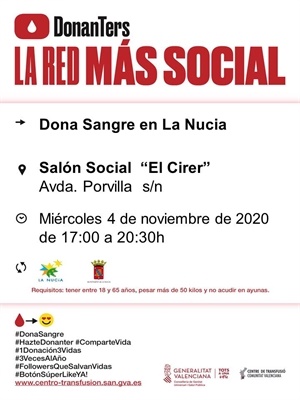 Cartel de la Donación de Sangre del 4 de noviembre en La Nucía