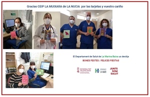 El Departamento de Salud de la Marina Baixa ha agradecido el gesto navideño de los escolares de La Muixara mostrando a través de su web esta iniciativa navideña