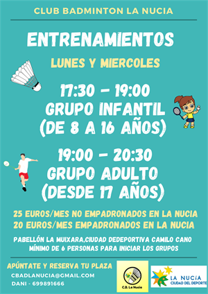 Cartel de la Escuela de Bádminton de La Nucía